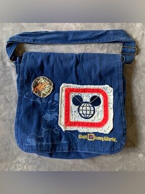 Disney Navy Canvas Messenger Bag with Red & White Patch